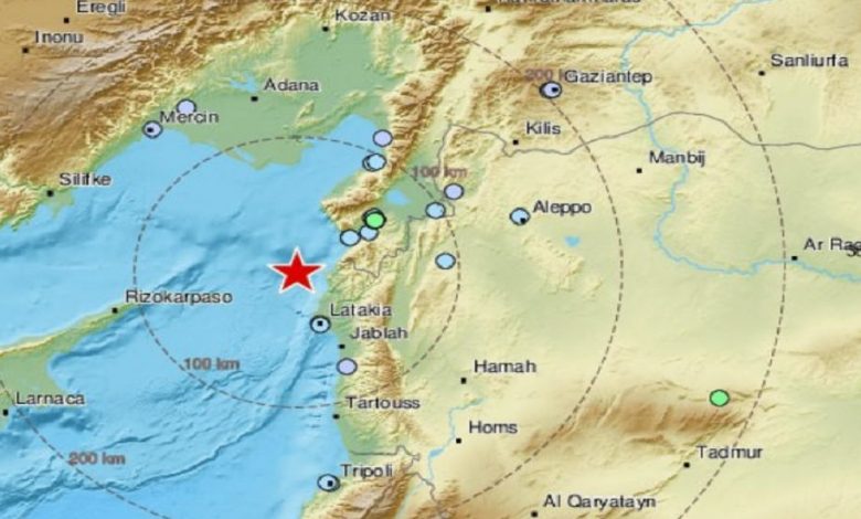 زلزال كبير في الساحل السوري