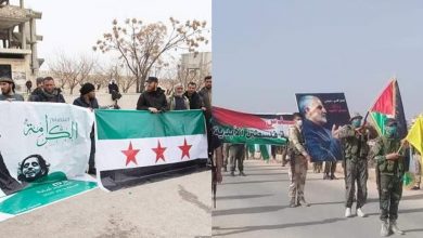 صورة إيران تحتفل بـ “يوم القدس” في سراقب.. وناشطون معارضون يدعون لإقامة صلاة العيد على طريق “M4” جنوب إدلب