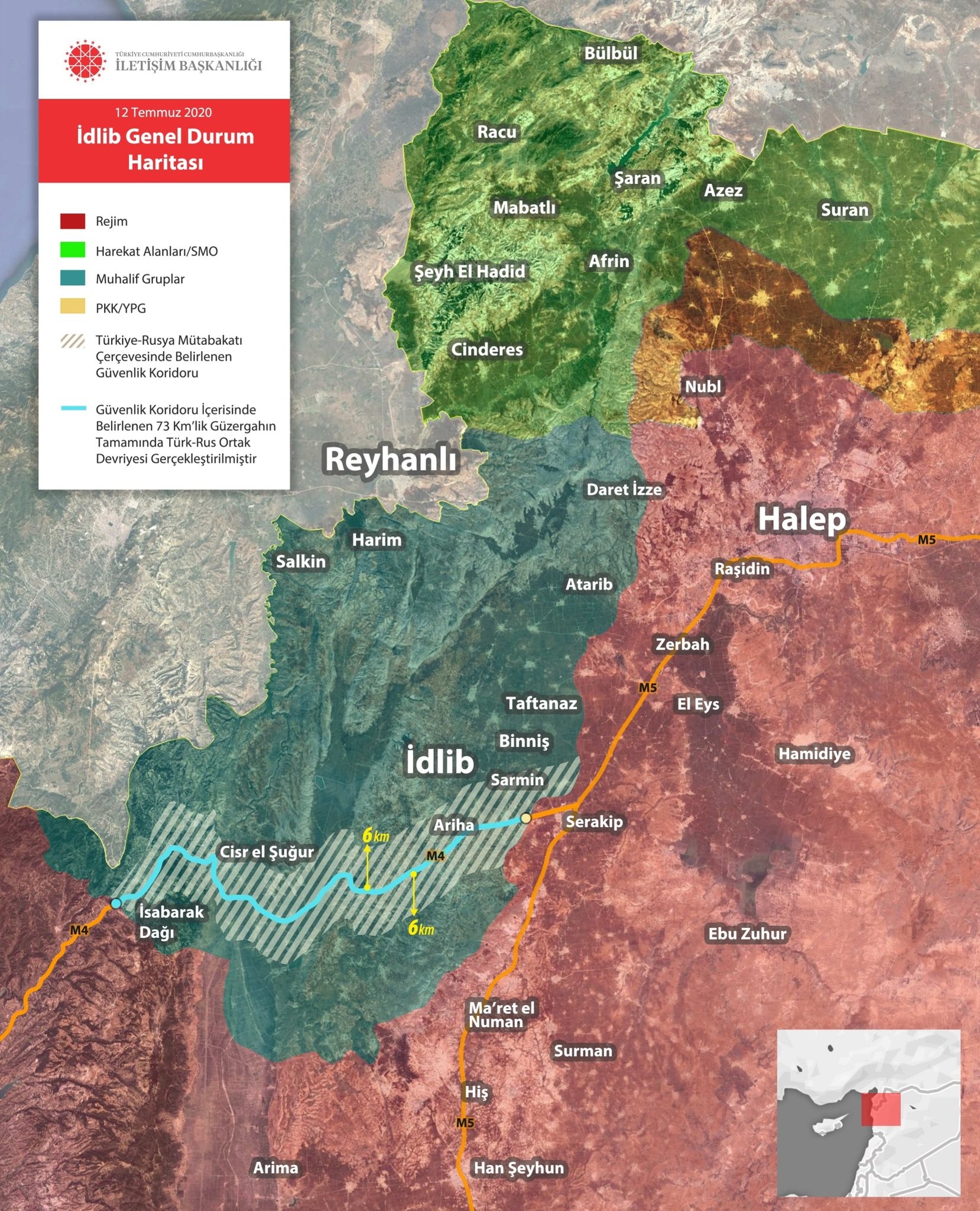 توزع السيطرة في محافظة إدلب 2020