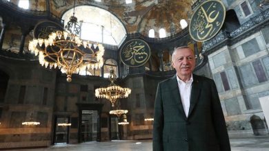 صورة “ظهور مفاجئ”.. أردوغان يظهر داخل “آيا صوفيا” لأول مرة بعد تحويله من متحف إلى مسجد (صور)