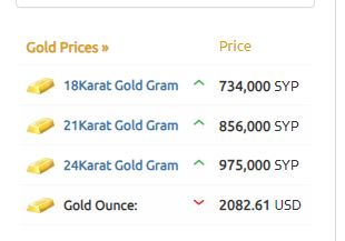 سعر الذهب سوريا اليوم
